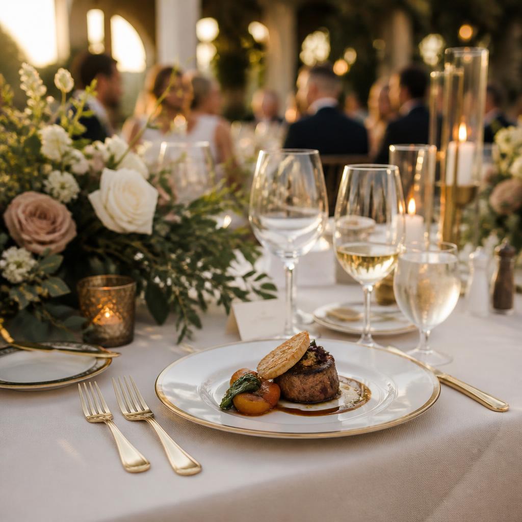 Plated wedding dinner service by Chef's Catering